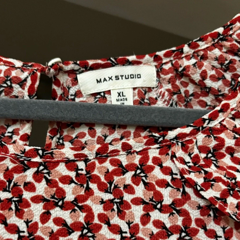 Max Studio Red Strawberry Blouse - Picture 3 of 5